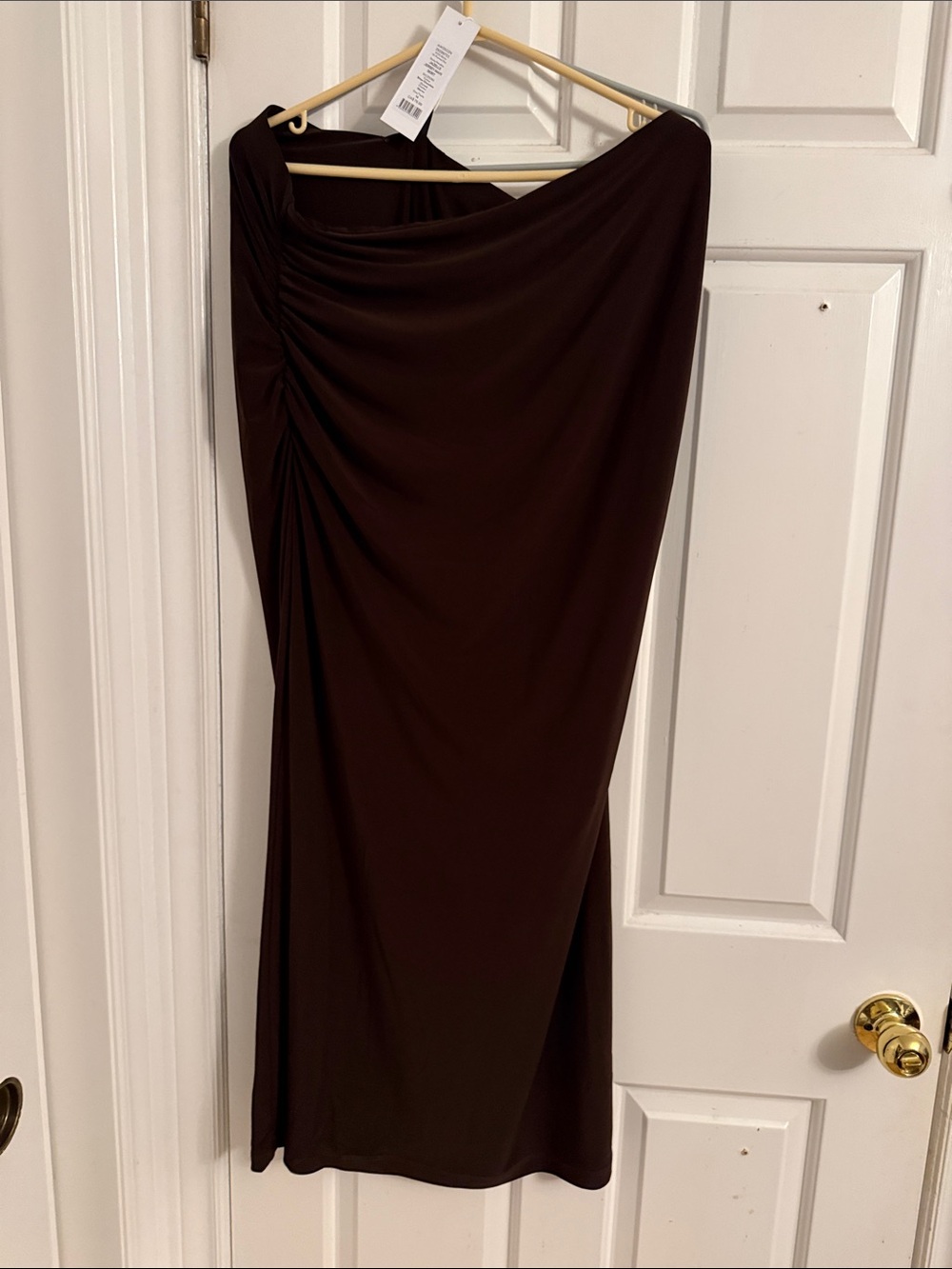 Ever New Dark Brown Ruched Midi Skirt